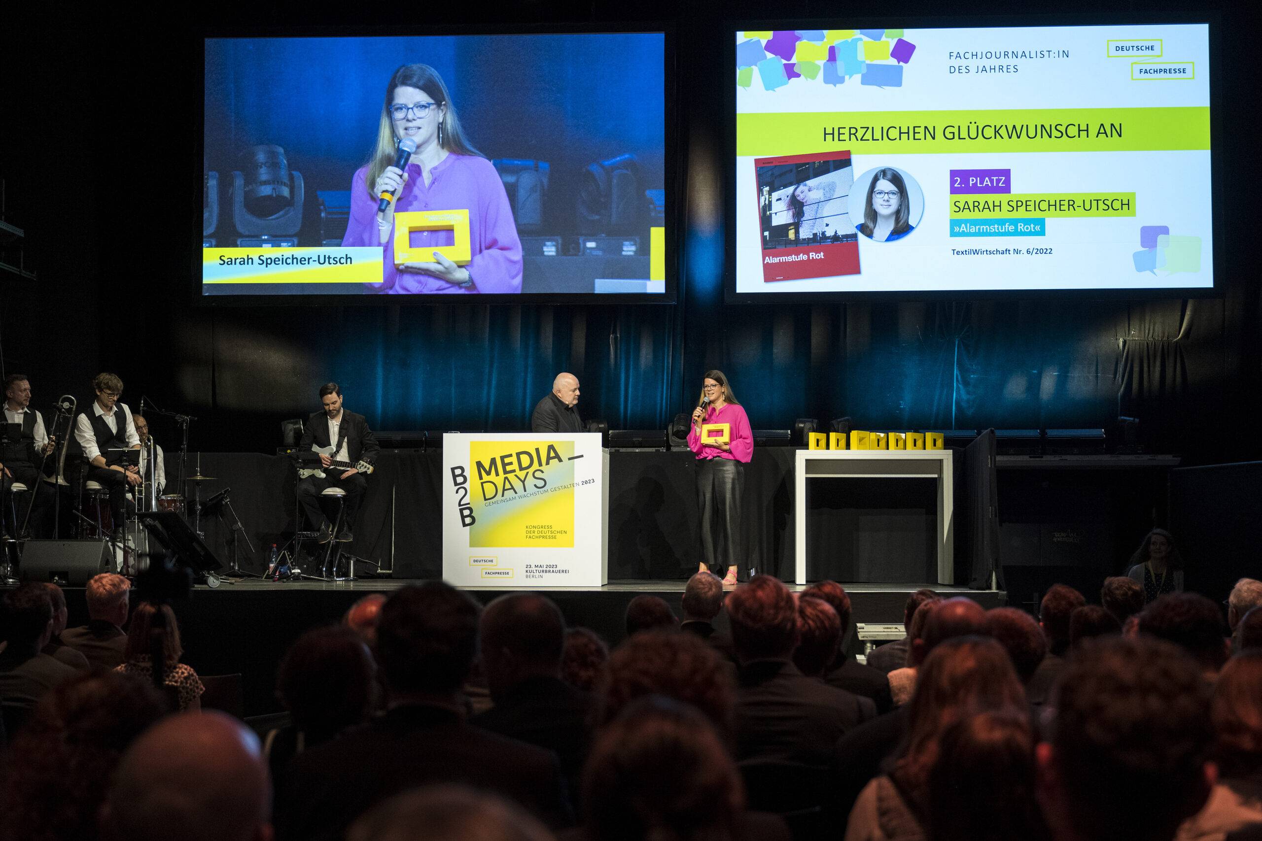 Unter dem Motto "Gemeinsam Wachstum gestalten" finden die B2B Media Days – Kongress der Deutschen Fachpresse am 23. Mai 2023 im Palais in der Kulturbrauerei in Berlin statt.   ///   Foto: Stefanie Loos